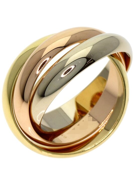 Cartier 18K Pink Yellow White Gold Diamond .23ct Solitaire  Cartier Trinity MM 49 Ring 18K Yellow Gold Pink White